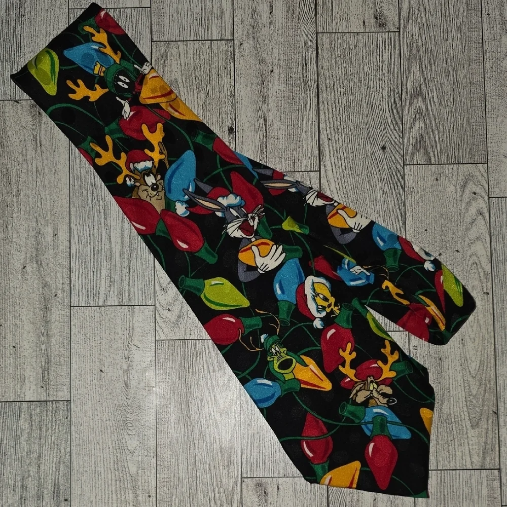 Warner Bros. Looney Tunes Christmas Tie - Black, Red, Green, Blue